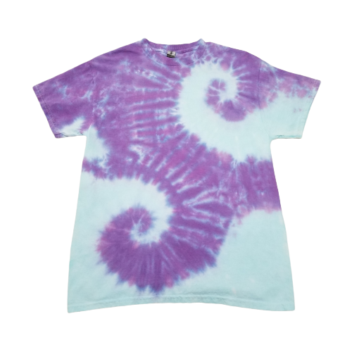 Handmade Tie Dye Robin's Egg Blue & Lilac Double Spiral T-Shirt Size Medium