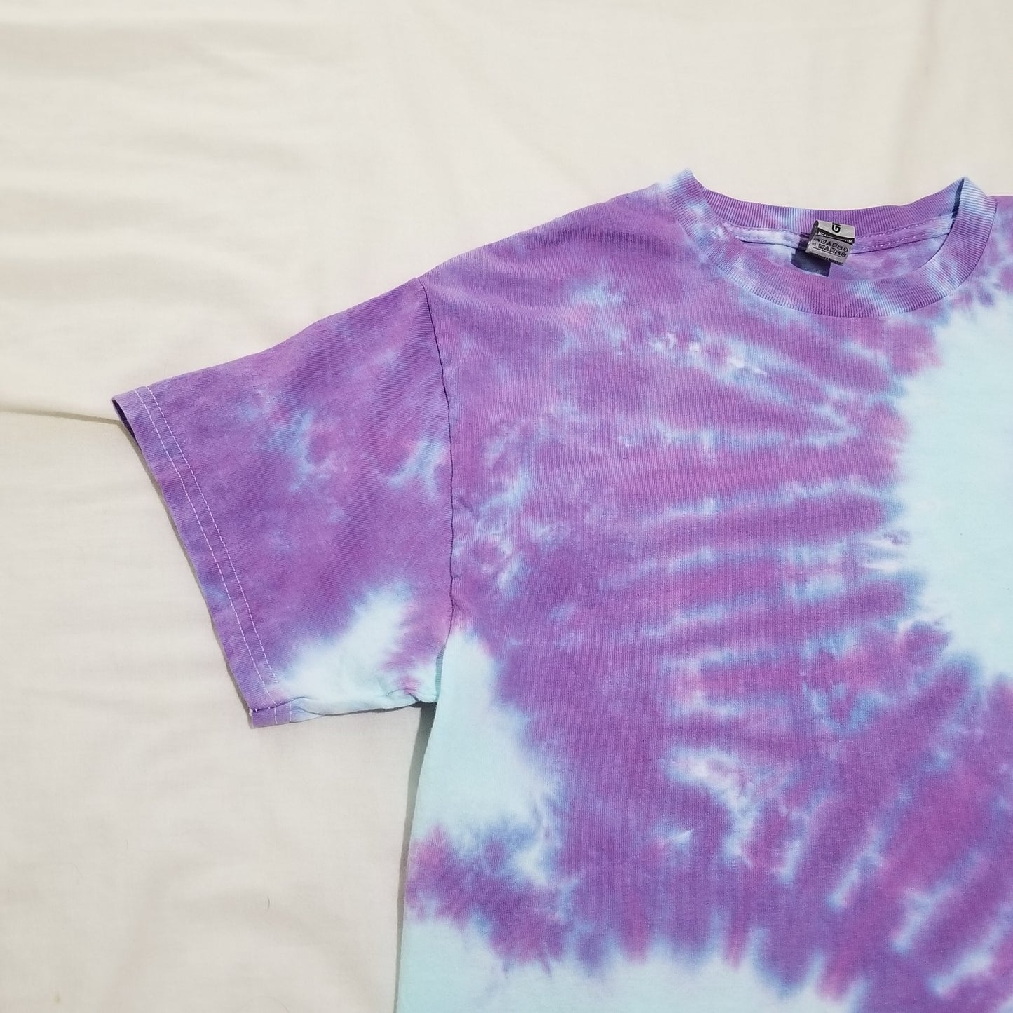 Handmade Tie Dye Robin's Egg Blue & Lilac Double Spiral T-Shirt Size Medium