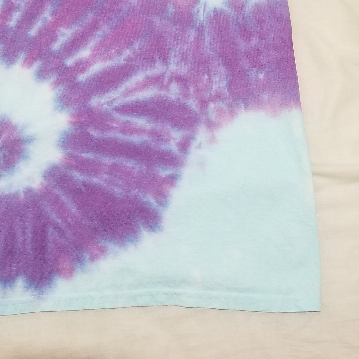 Handmade Tie Dye Robin's Egg Blue & Lilac Double Spiral T-Shirt Size Medium