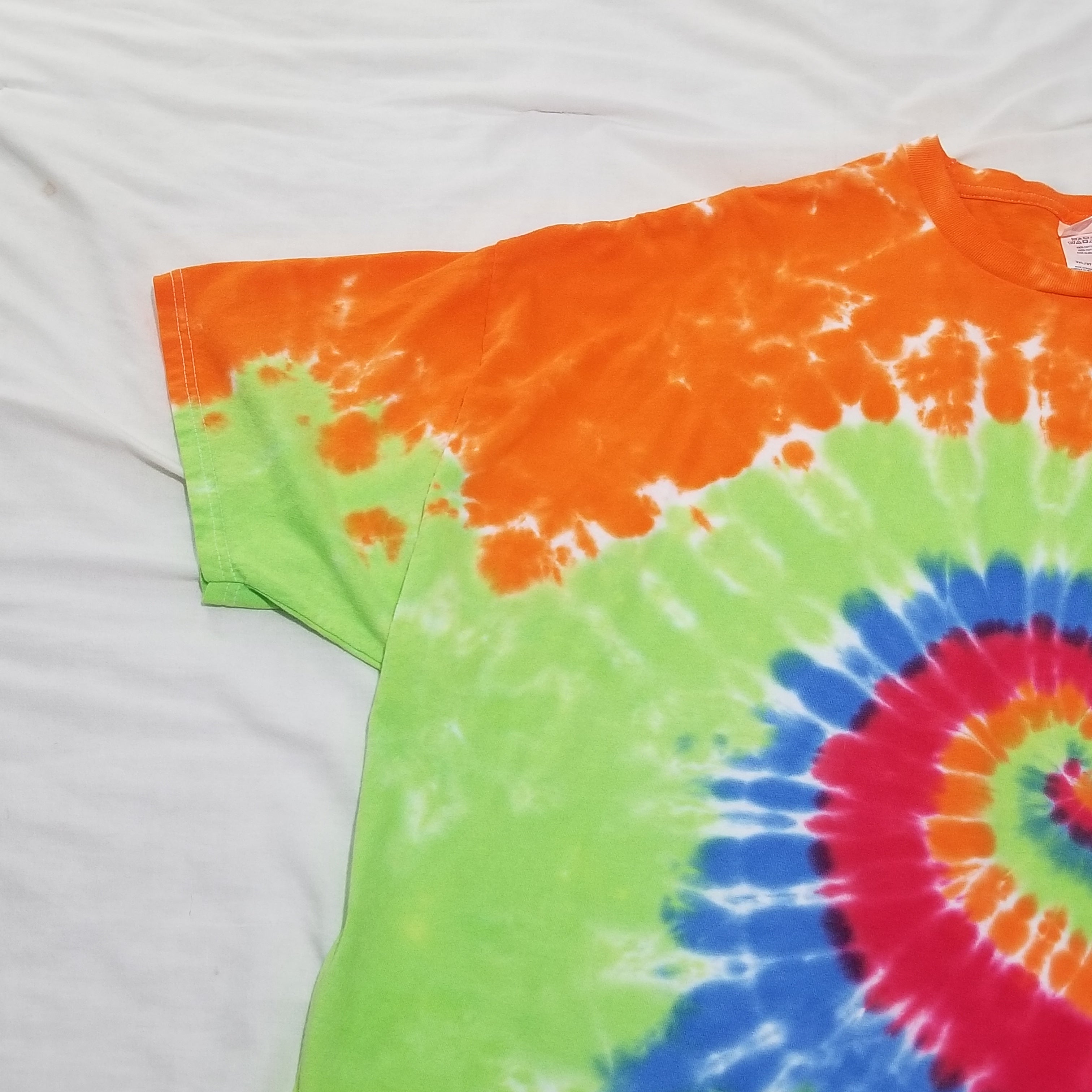 Handmade Tie Dye Blue Red Orange Green Spiral T Shirt Size 3XL