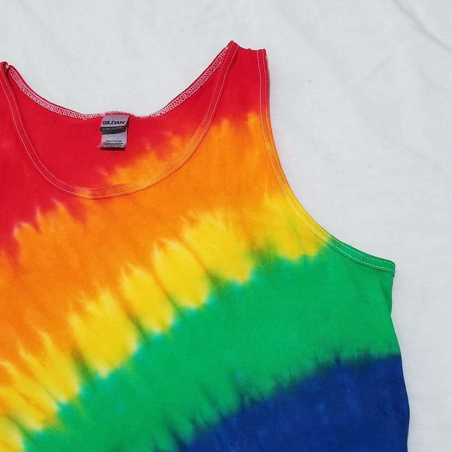 Handmade Tie Dye Rainbow Diagonal Stripe Burst Tank Top Size Medium M