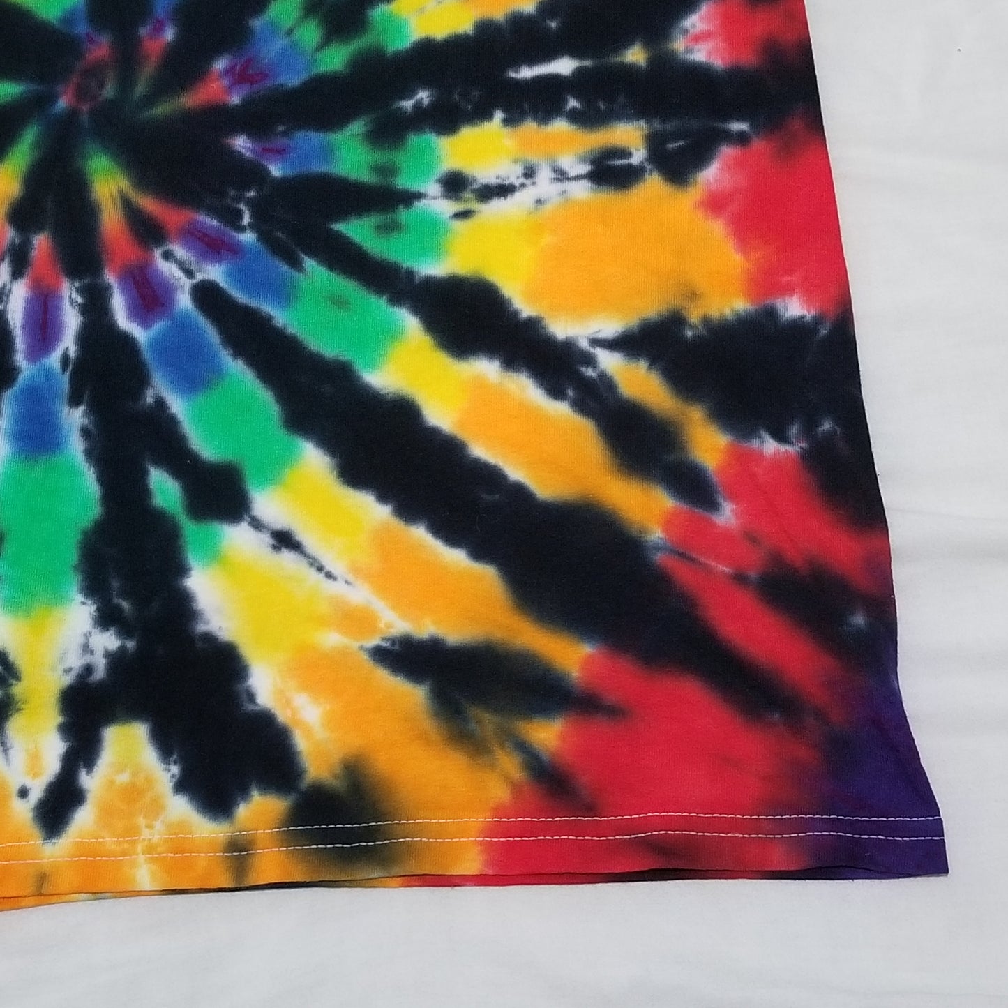 Handmade Tie Dye Rainbow & Black Spiral Tank Top Size Large L