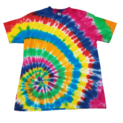 Handmade Tie Dye Funky Rainbow Offset Spiral T-Shirt Size Medium