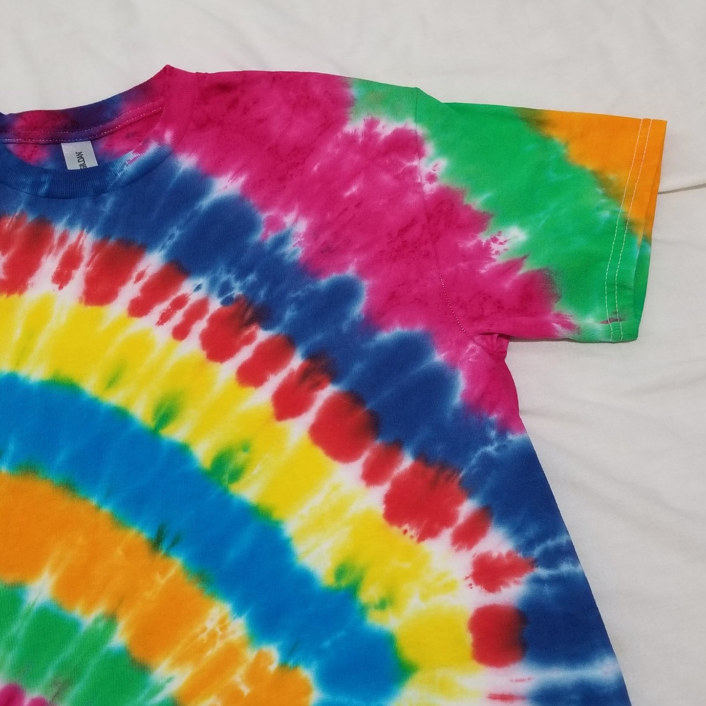 Handmade Tie Dye Funky Rainbow Offset Spiral T-Shirt Size Medium