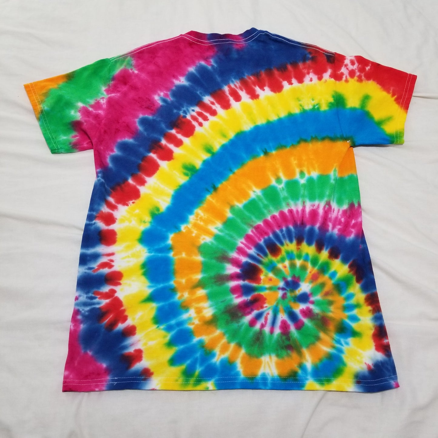 Handmade Tie Dye Funky Rainbow Offset Spiral T-Shirt Size Medium