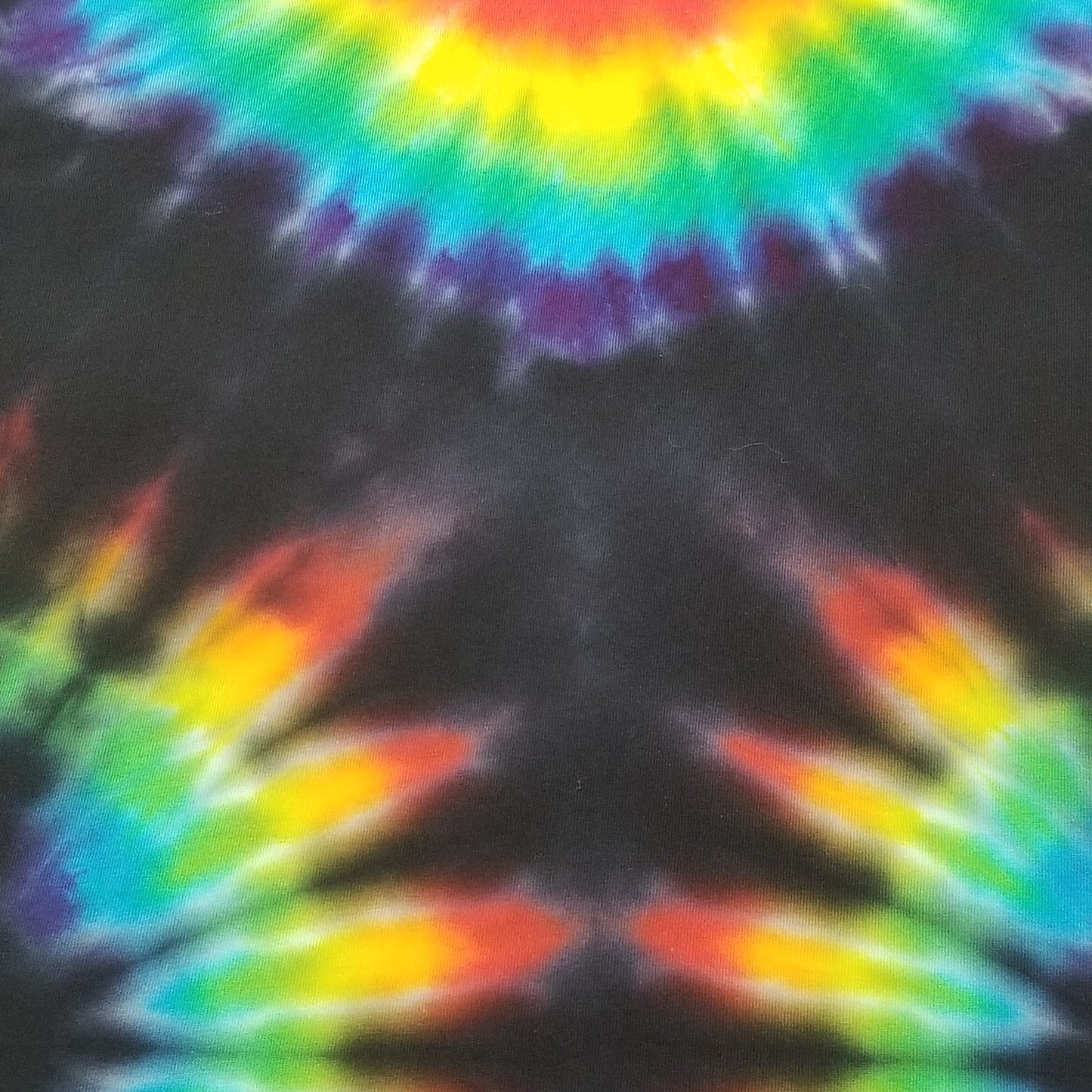 Handmade Tie Dye Double Rainbow on Black Unisex T-Shirt Size Small S