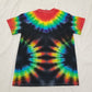 Handmade Tie Dye Double Rainbow on Black Unisex T-Shirt Size Small S