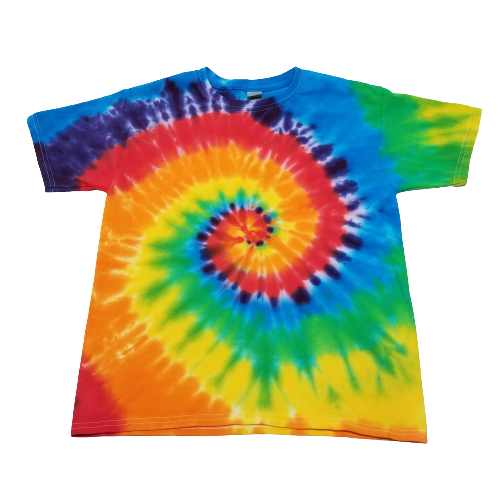 Handmade Tie Dye Rainbow Spiral Swirl Kid's Youth T-Shirt Size Large L