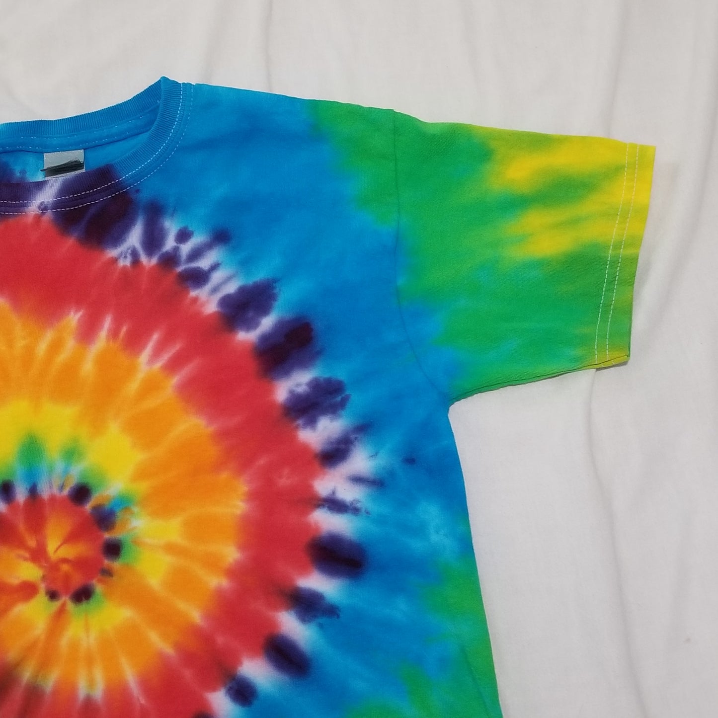 Handmade Tie Dye Rainbow Spiral Swirl Kid's Youth T-Shirt Size Large L