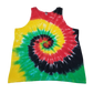 Handmade Tie Dye Green Red Yellow Black Rastafari Spiral Tank Top Size XL