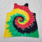 Handmade Tie Dye Green Red Yellow Black Rastafari Spiral Tank Top Size XL