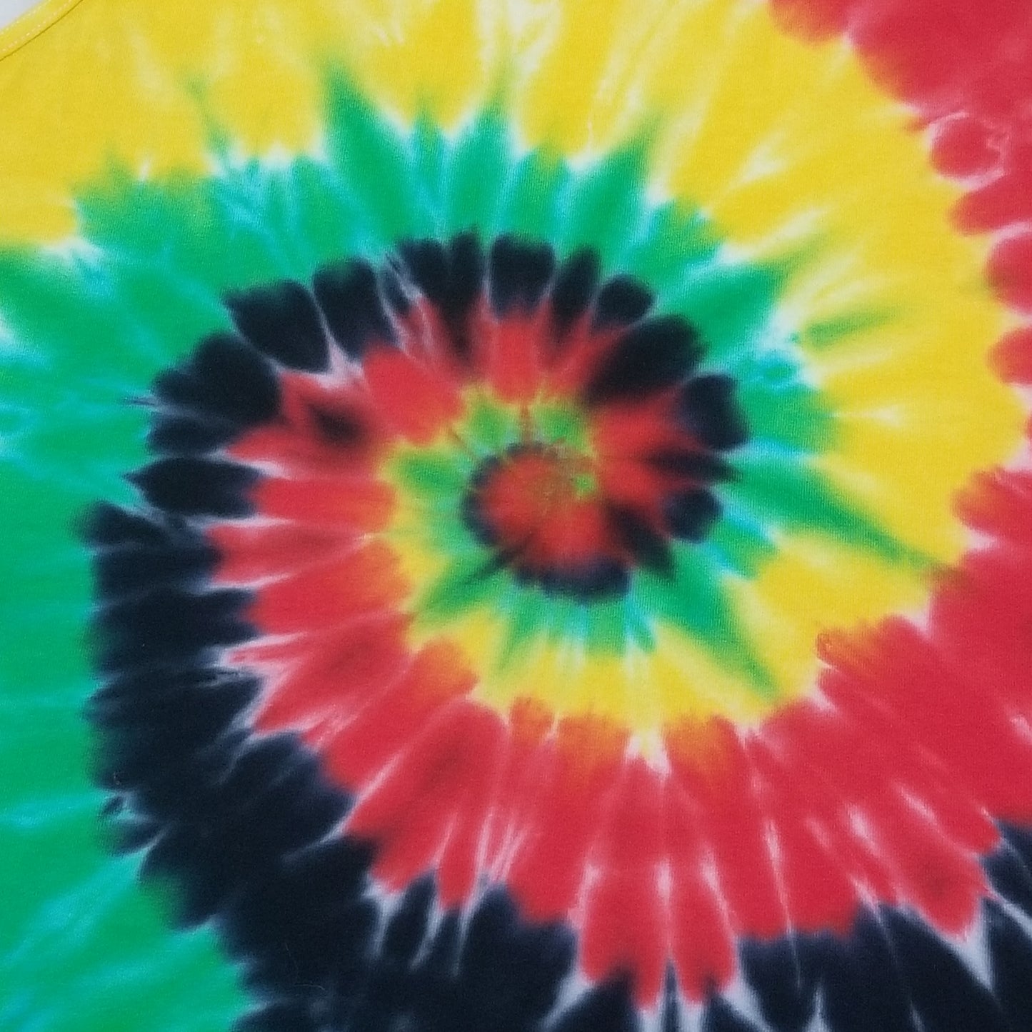 Handmade Tie Dye Green Red Yellow Black Rastafari Spiral Tank Top Size XL