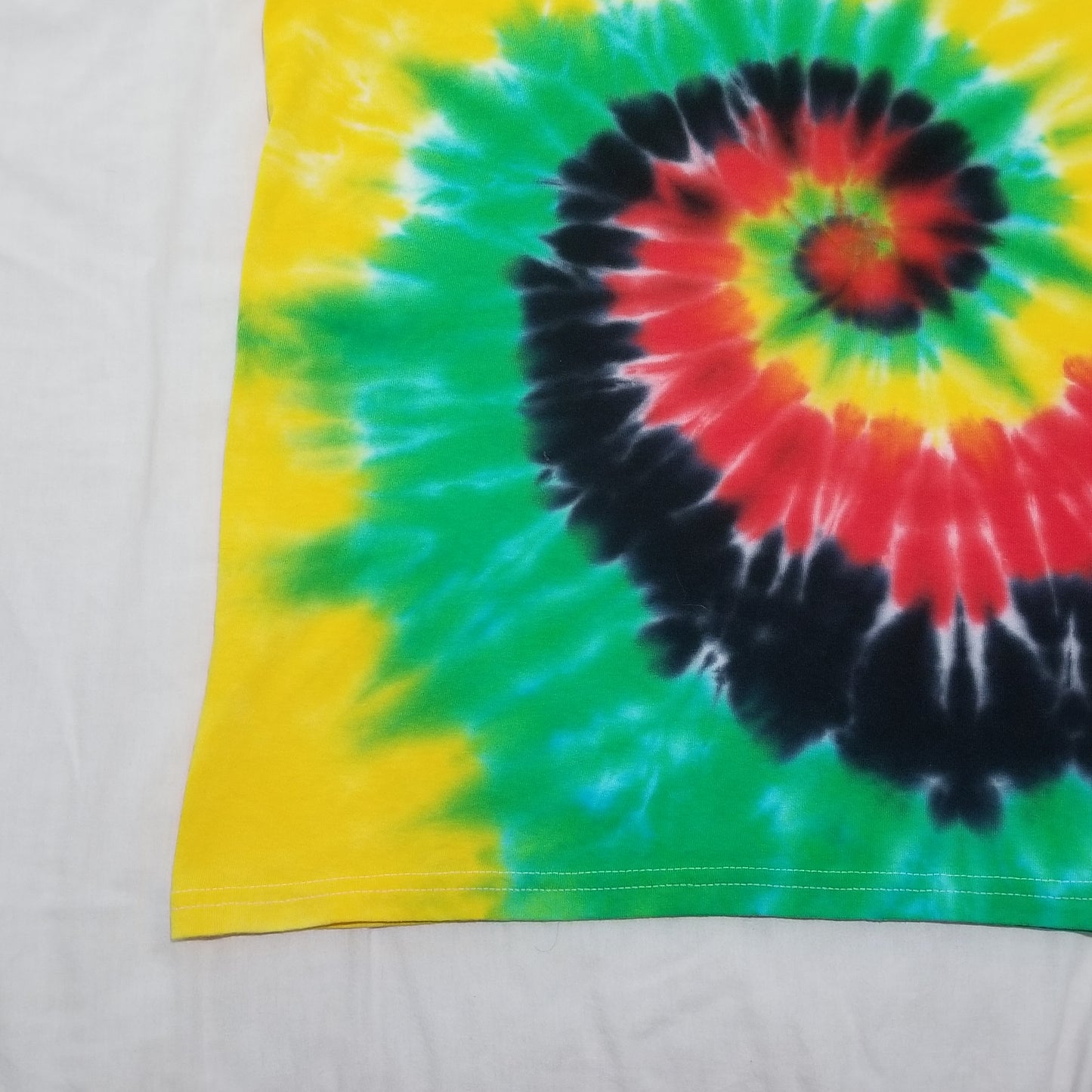 Handmade Tie Dye Green Red Yellow Black Rastafari Spiral Tank Top Size XL