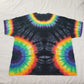 Handmade Tie Dye Triple Rainbow & Black T-Shirt Size 4XL