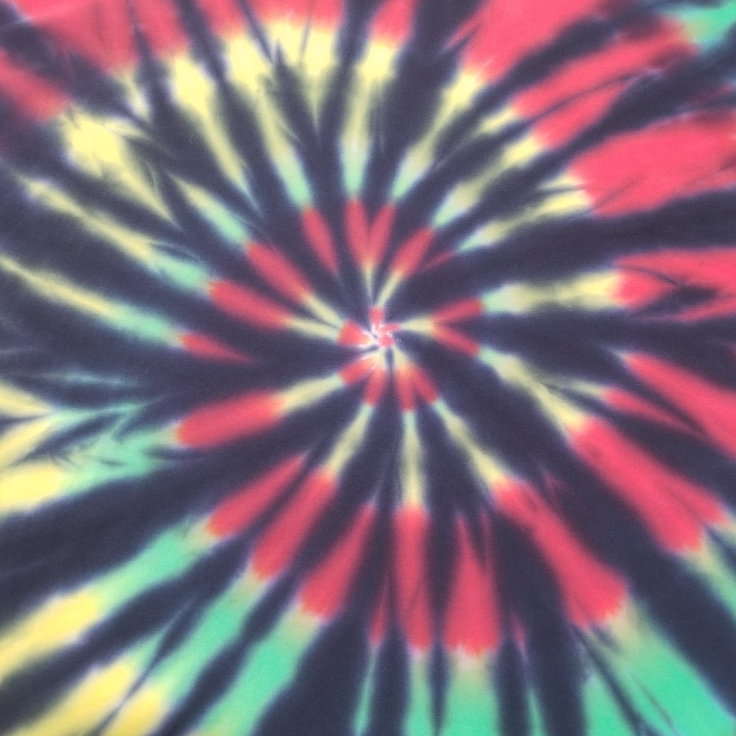 Handmade Tie Dye Black Green Yellow Red Rastafari Spiral T-Shirt Size 4XL