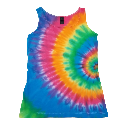 Handmade Tie Dye Pastel Rainbow Spiral Women's Tank Top Size Medium M