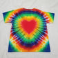 Handmade Tie Dye Kid's Rainbow Heart T-Shirt Youth Size XS