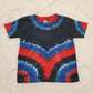 Handmade Tie Dye Red Blue & Black V-Pattern Toddler T-Shirt Size 4T