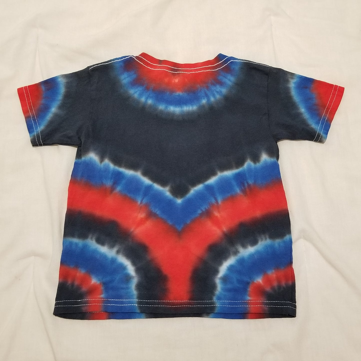 Handmade Tie Dye Red Blue & Black V-Pattern Toddler T-Shirt Size 4T