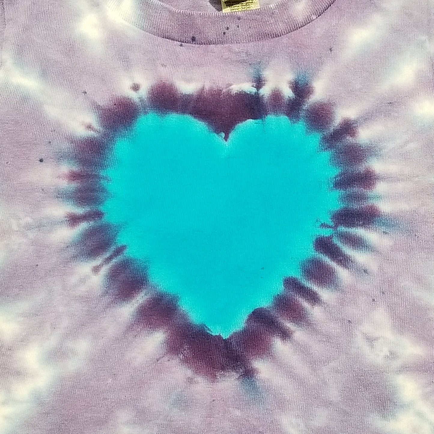 Handmade Tie Dye Lilac Purple & Turquoise Heart Toddler T-Shirt Size 2T