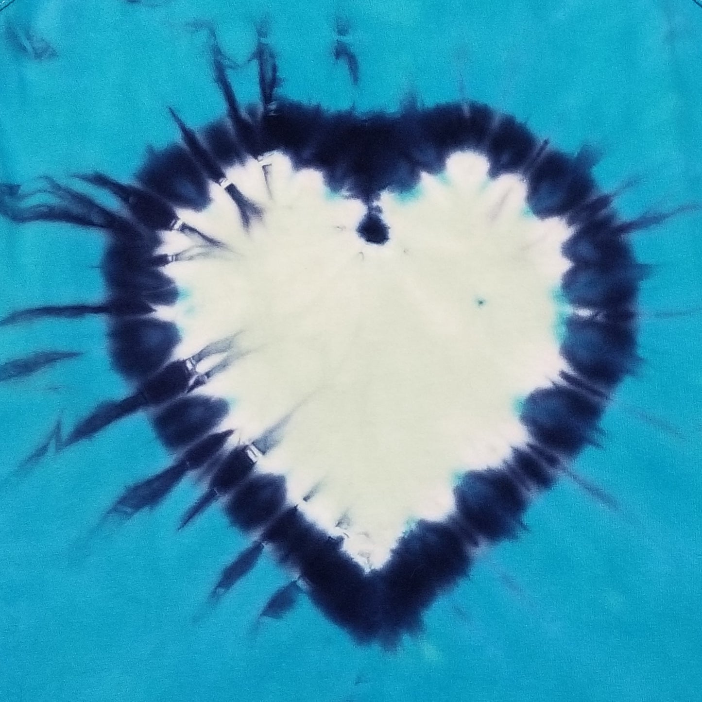 Handmade Tie Dye Aqua, Navy & Seafoam Heart Women's Tank Top Size Medium M