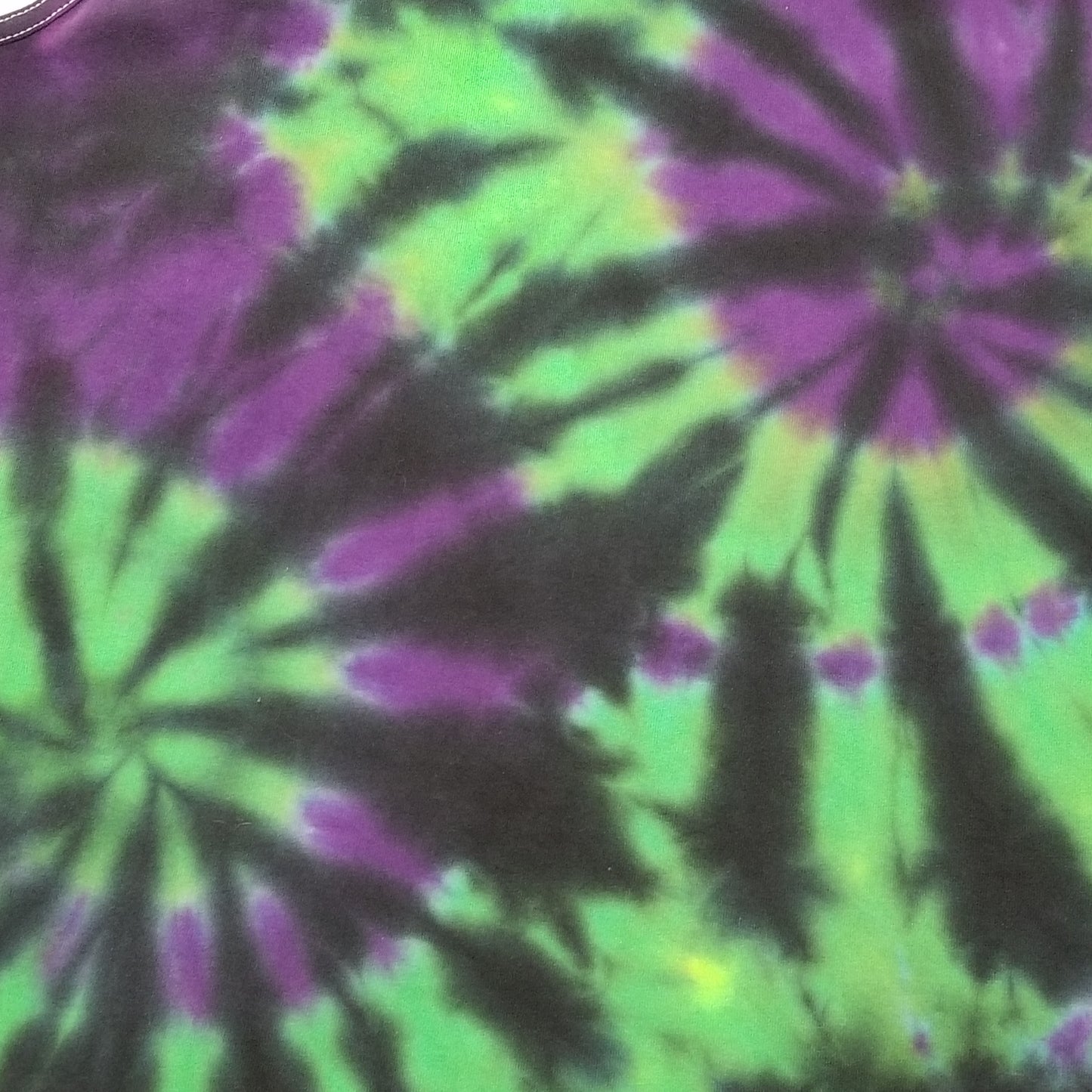 Handmade Tie Dye Purple, Green & Black Double Spider Spiral Men's Tank Top Size XL