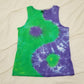 Handmade Tie Dye Green & Purple Yin Yang Men's Tank Top Size Medium M