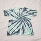 Handmade Tie Dye Seafoam Green & Stormy Gray Spider Spiral Kids T-Shirt Youth Size XL