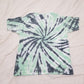 Handmade Tie Dye Seafoam Green & Stormy Gray Spider Spiral Kids T-Shirt Youth Size XL