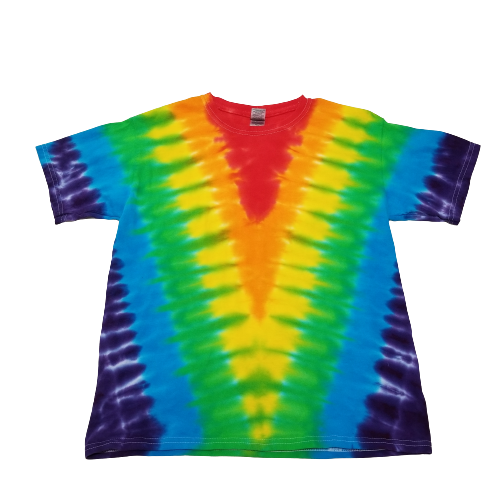 Handmade Tie Die Rainbow V-Pattern Kid's T-Shirt Youth Size Large L