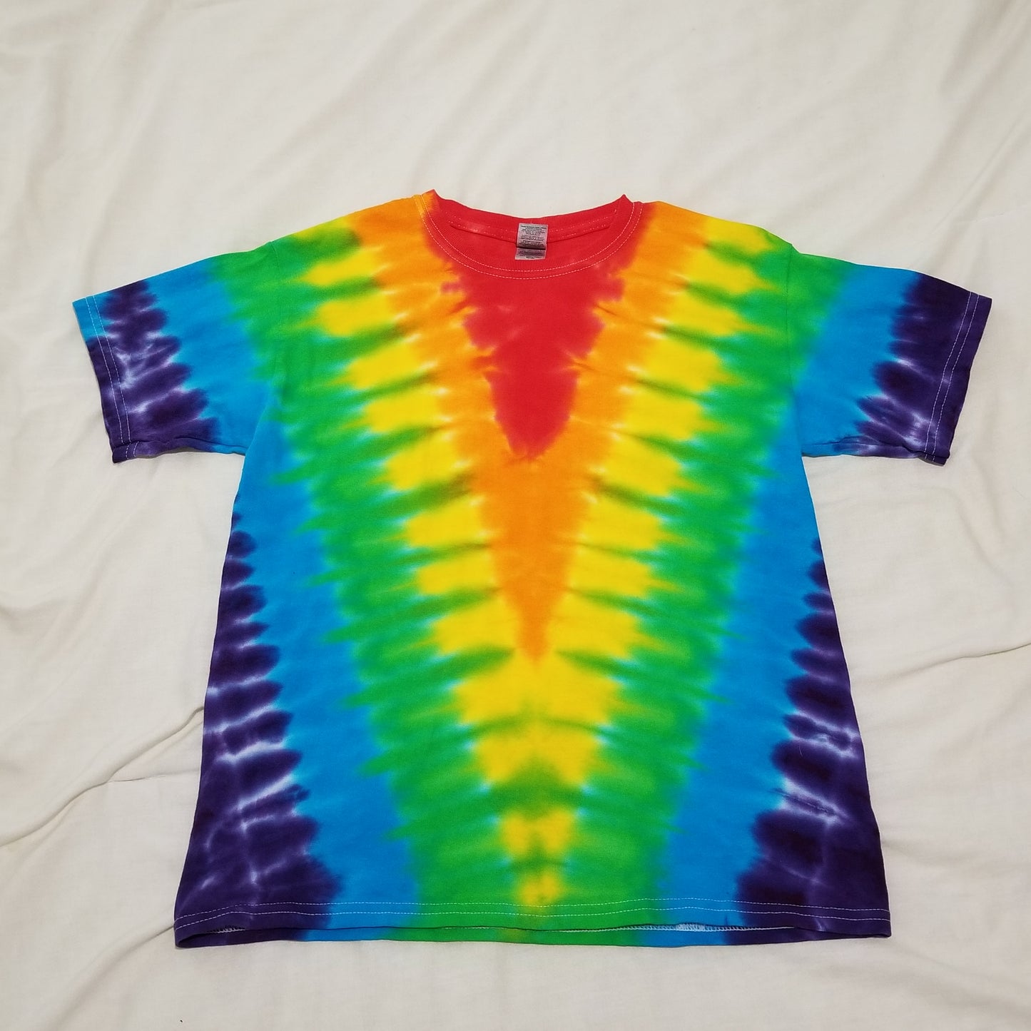 Handmade Tie Die Rainbow V-Pattern Kid's T-Shirt Youth Size Large L