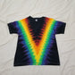 Handmade Tie Dye Rainbow & Black V-Pattern Kid's T-Shirt Youth Size Small S