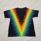 Handmade Tie Dye Rainbow & Black V-Pattern Kid's T-Shirt Youth Size Small S