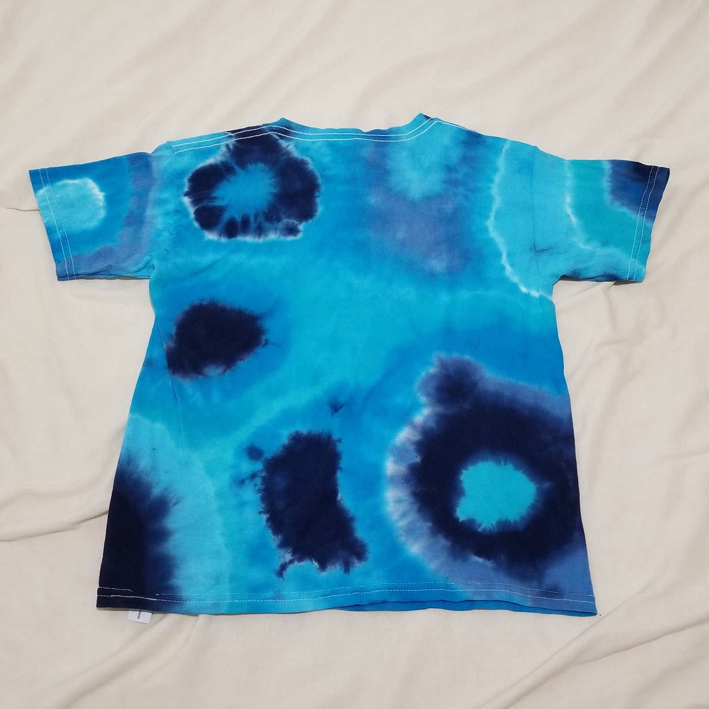 Handmade Tie Dye Aqua Turquoise Navy Blue Geode Kid's T-Shirt Youth Size Small S