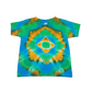 Handmade Tie Dye Green Blue & Orange Mandala Toddler T-Shirt Size 4T