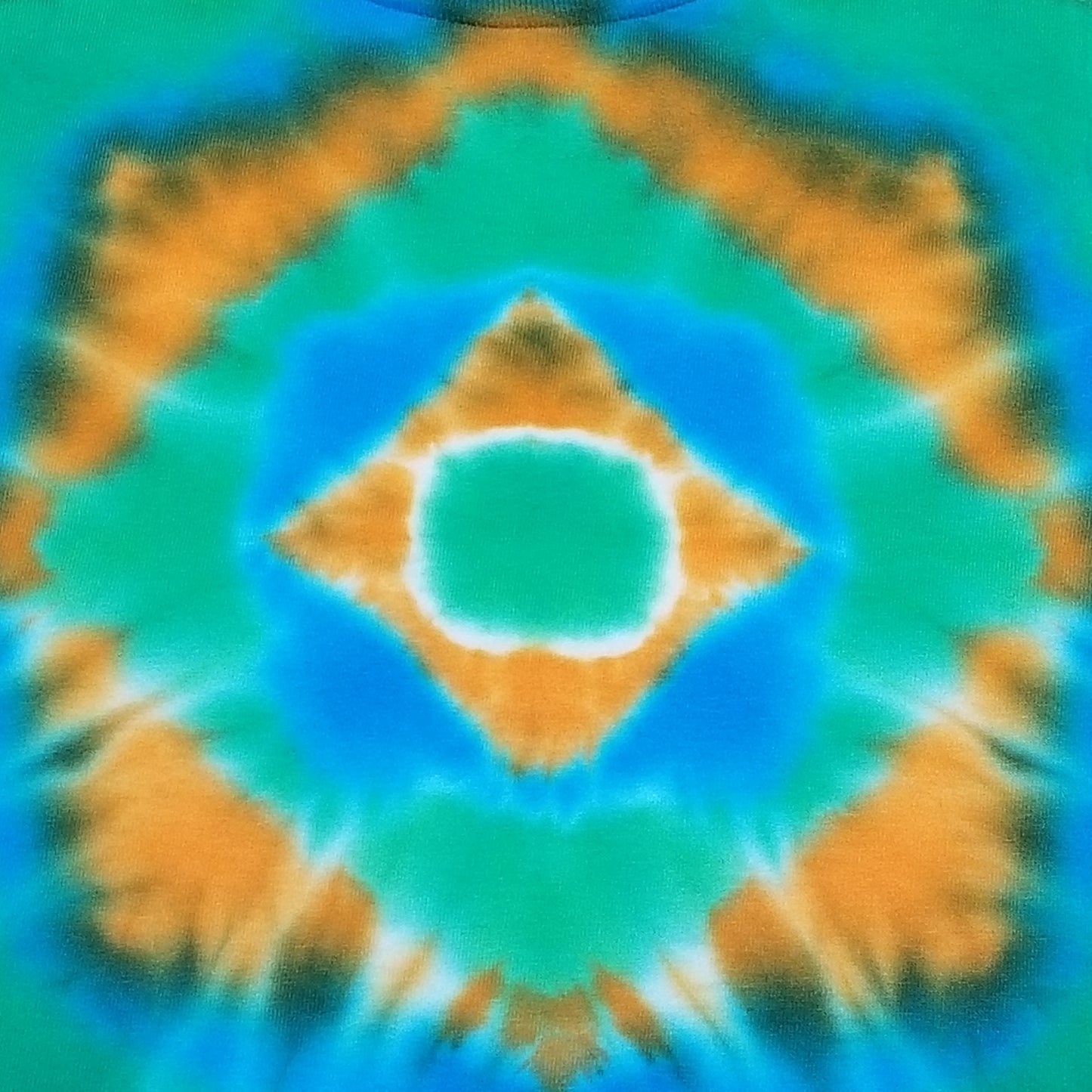 Handmade Tie Dye Green Blue & Orange Mandala Toddler T-Shirt Size 4T