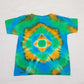 Handmade Tie Dye Green Blue & Orange Mandala Toddler T-Shirt Size 4T