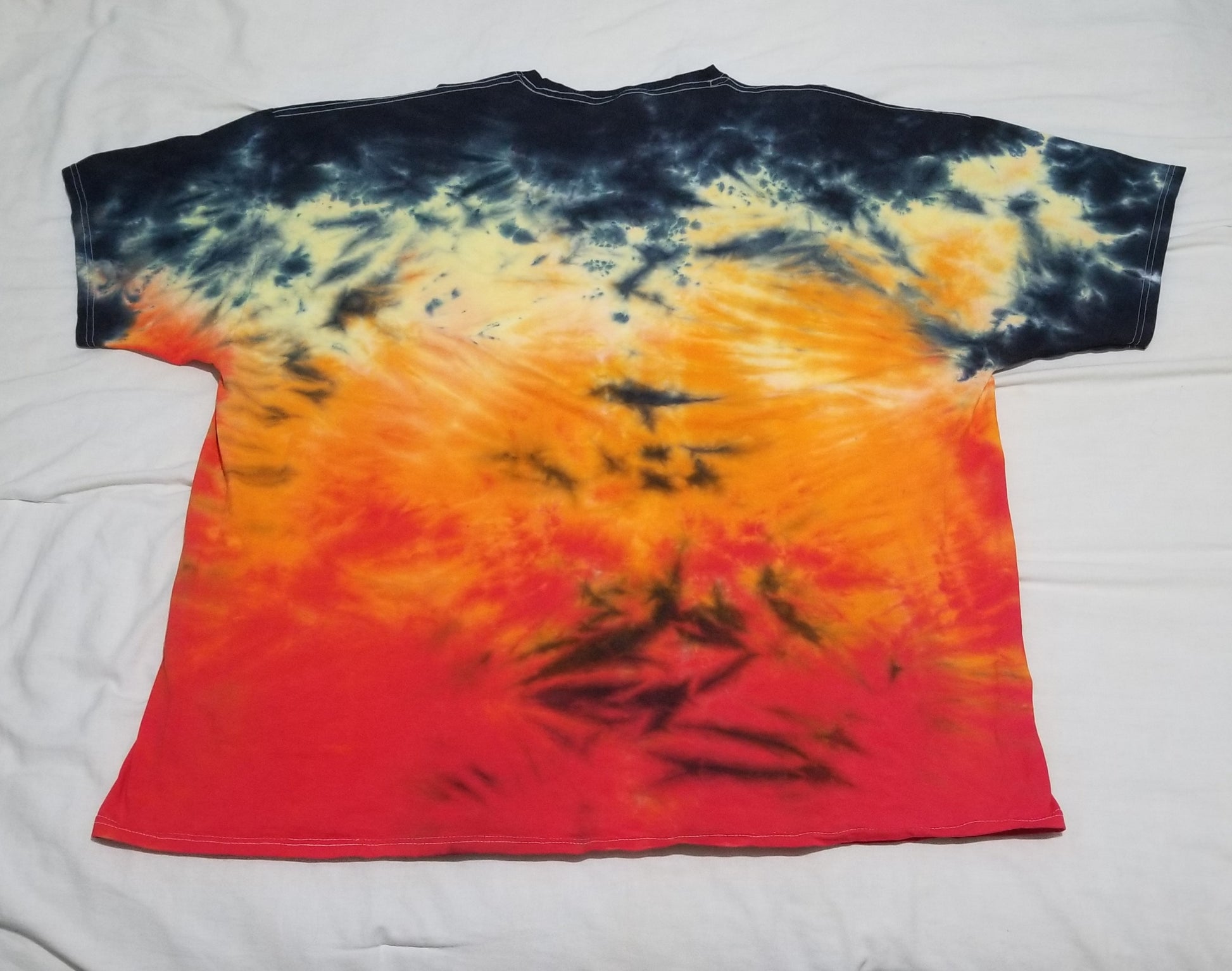 Handmade Tie Dye Red Orange Yellow & Black Fire Inspired T-Shirt Size –  Anna's Abstract Attic