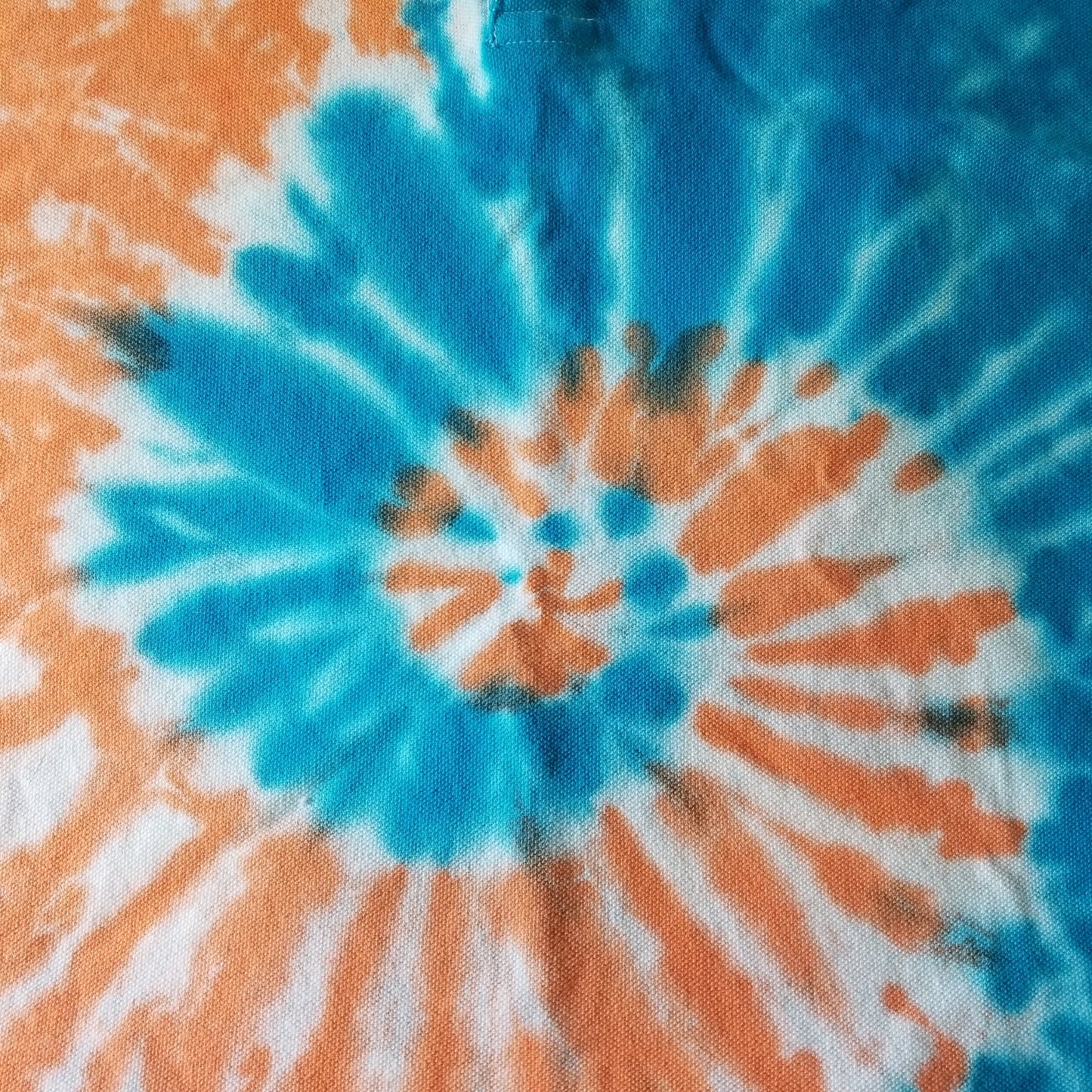 Handmade Tie Dye Turquoise & Peach Spiral Scrunch Men's Polo Size XL Upcycled Dockers