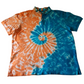 Handmade Tie Dye Turquoise & Peach Spiral Scrunch Men's Polo Size XL Upcycled Dockers