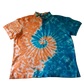 Handmade Tie Dye Turquoise & Peach Spiral Scrunch Men's Polo Size XL Upcycled Dockers