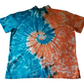 Handmade Tie Dye Turquoise & Peach Spiral Scrunch Men's Polo Size XL Upcycled Dockers