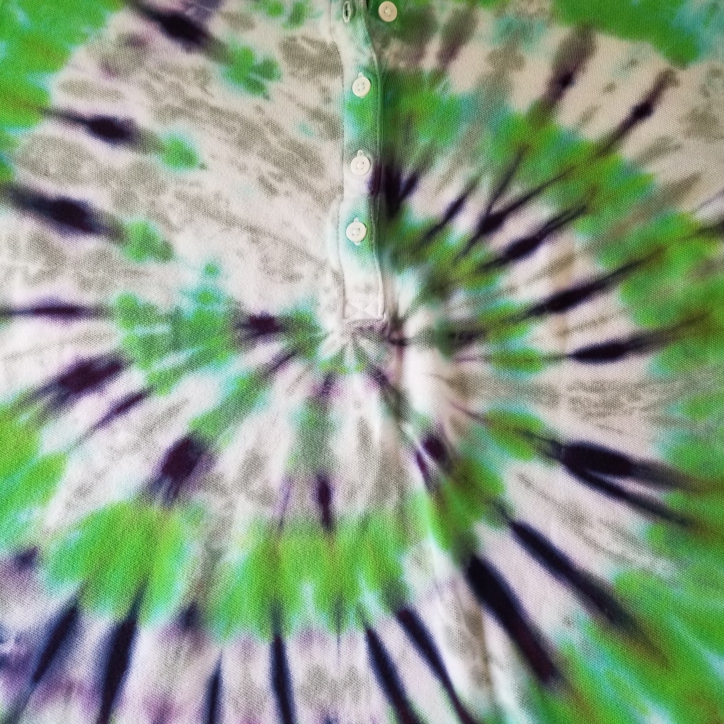 Handmade Tie Dye Purple Green and Gray Spiral Women's Polo Shirt Size XXL