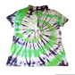 Handmade Tie Dye Purple Green and Gray Spiral Women's Polo Shirt Size XXL