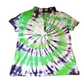 Handmade Tie Dye Purple Green and Gray Spiral Women's Polo Shirt Size XXL