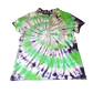 Handmade Tie Dye Purple Green and Gray Spiral Women's Polo Shirt Size XXL