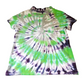 Handmade Tie Dye Purple Green and Gray Spiral Women's Polo Shirt Size XXL