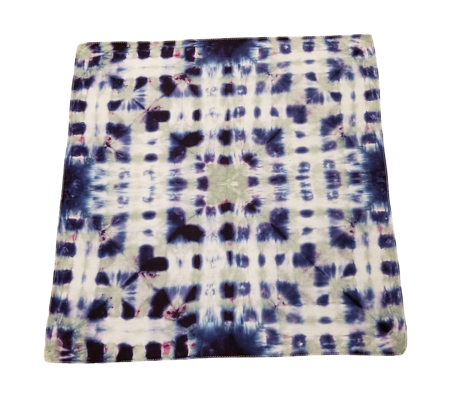 Handmade Tie Dye Purple Navy Blue & Gray Square Folded Bandana 20x20