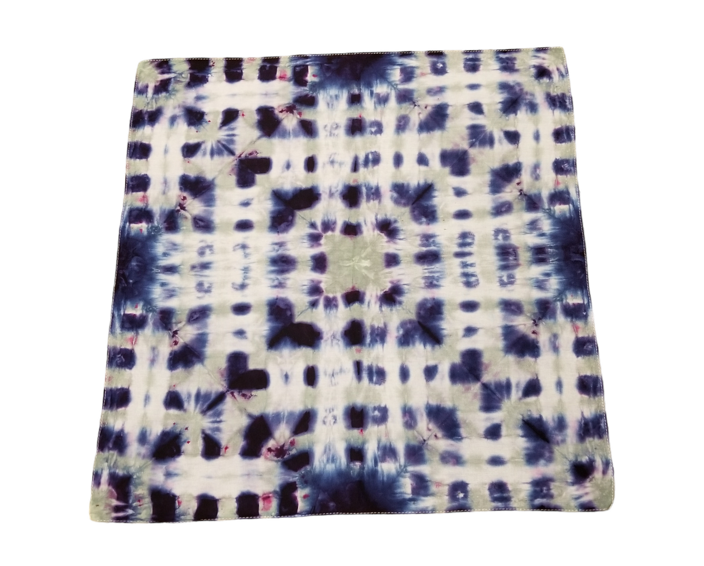 Handmade Tie Dye Purple Navy Blue & Gray Square Folded Bandana 20x20