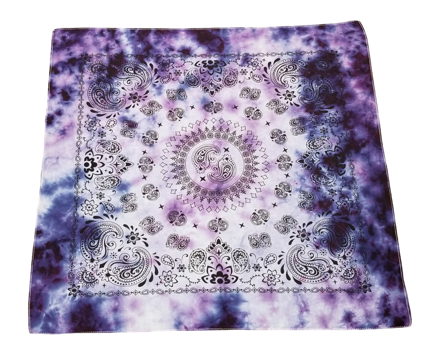 Handmade Scrunch Tie Dye Deep Purple & Blue Wisteria Galaxy Inspired Bandana 20x20